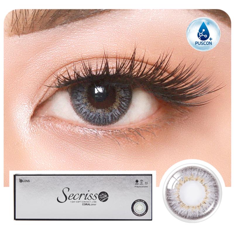 Secriss 1Day Coloured Contact Lenses - Coral Grey - 0.00 (5 Pairs)