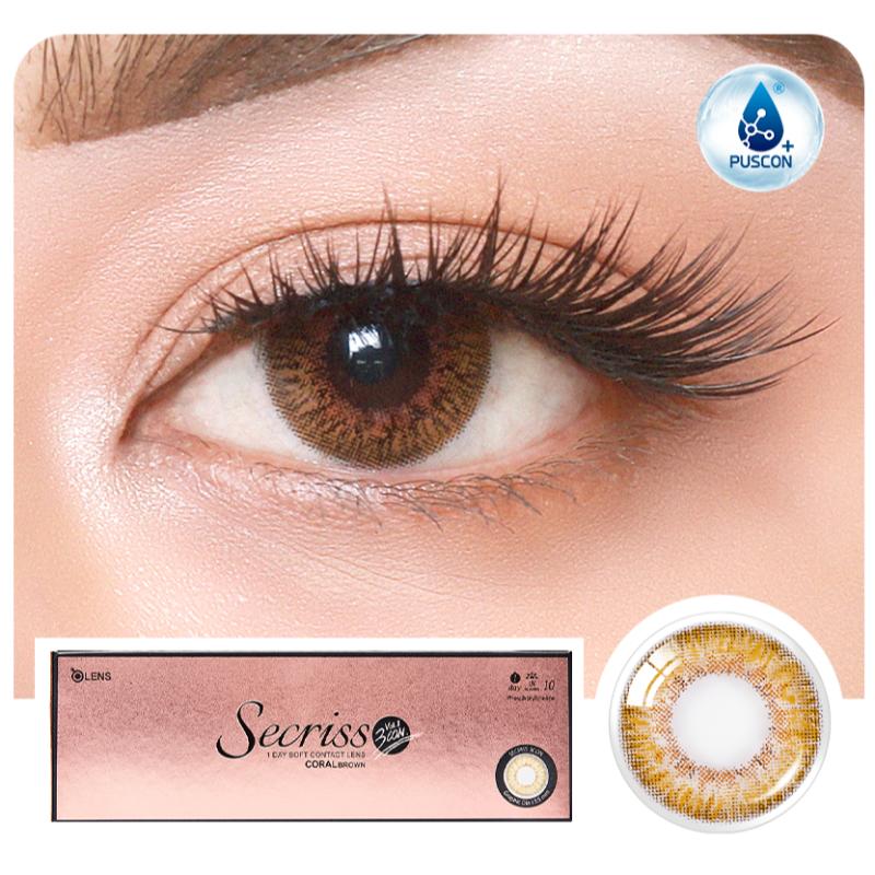 Secriss 1Day Coloured Contact Lenses- Coral Brown - 0.00 (5 Pairs)