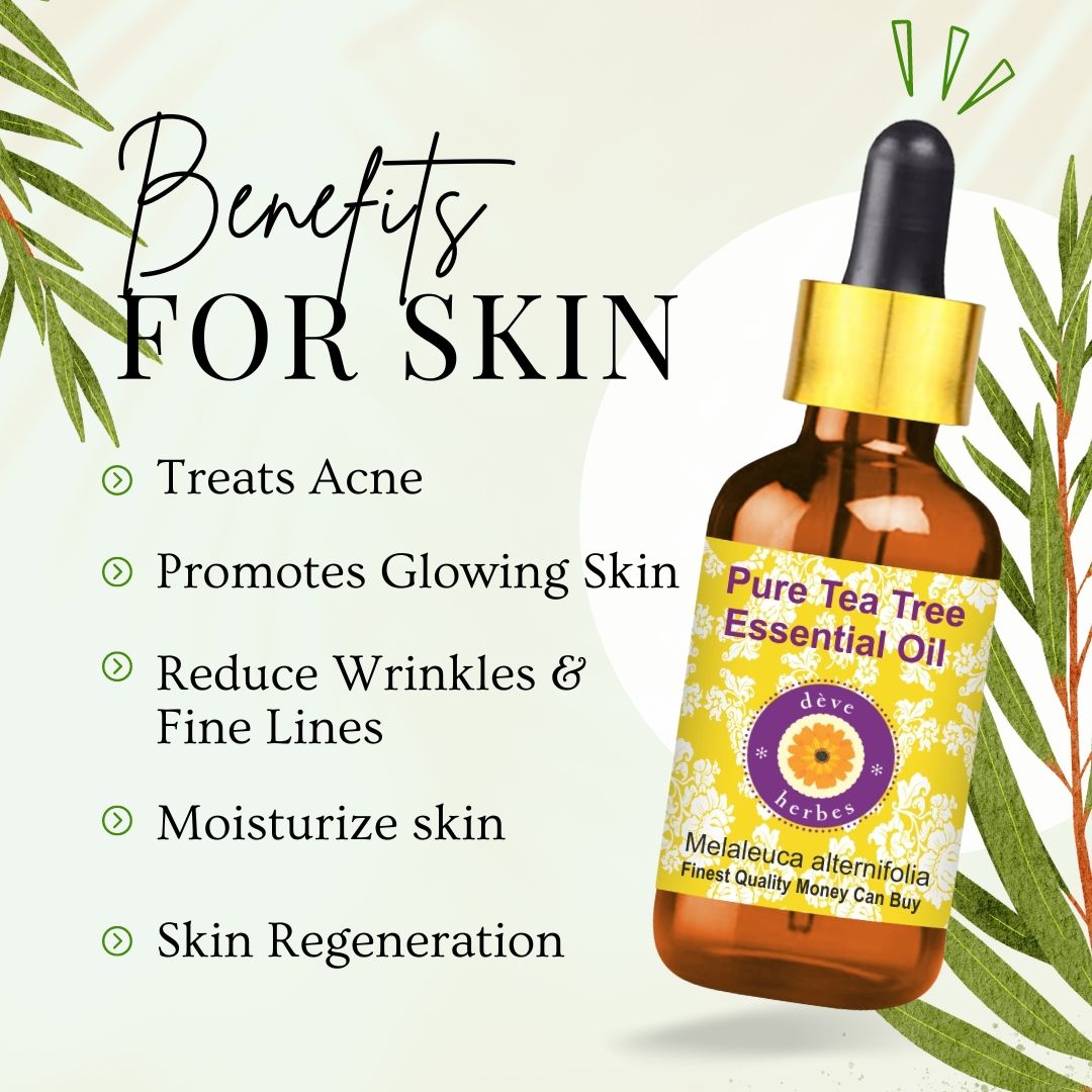 Pure Tea Tree Essential Oil For Dandruff Control, Glowing Skin & Fades Acne Scars