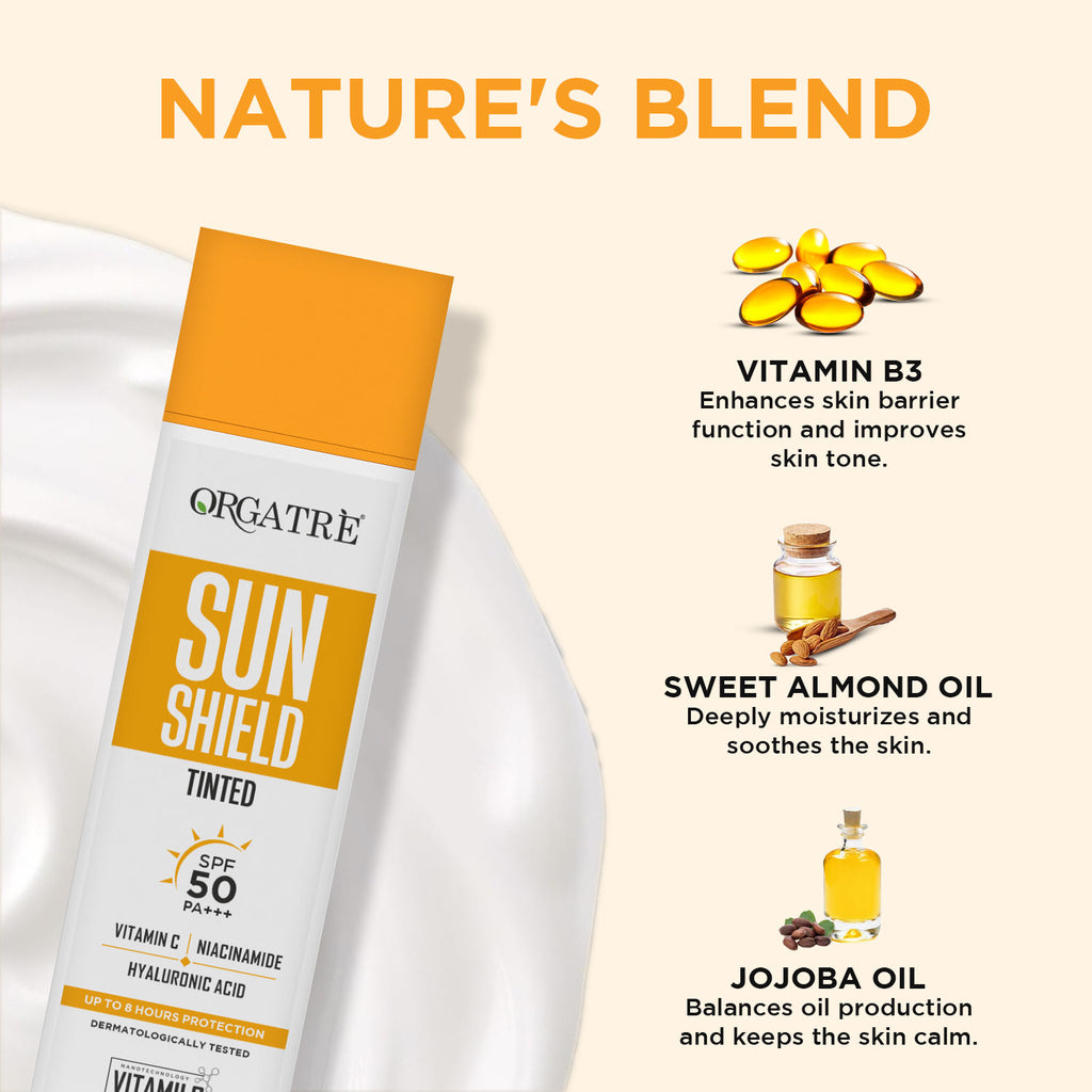 Tinted Sunscreen SPF 50 PA+++ Niacinamide & Hyaluronic - Broad Spectrum UV A/B Protection