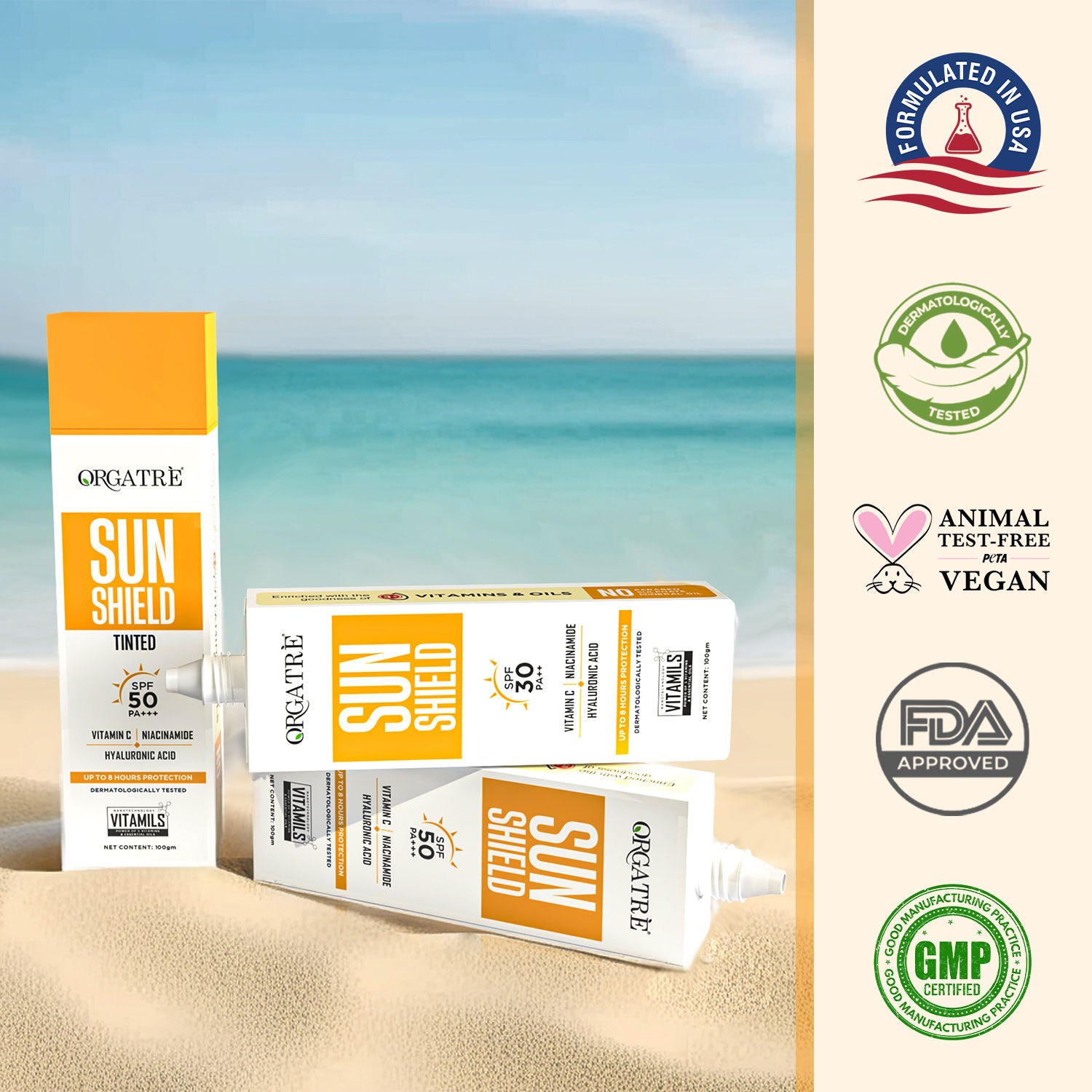 Tinted Sunscreen SPF 50 PA+++ Niacinamide & Hyaluronic - Broad Spectrum UV A/B Protection