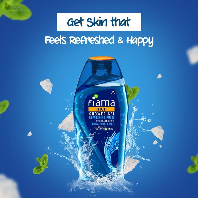 Men Shower Gel Refreshing Pulse, Body Wash for Fresh Looking Skin with Sea Minerals