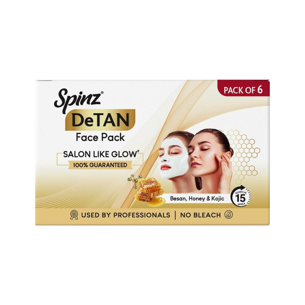 DeTan Face Pack Tan Removal Cream with Kojic, Besan & Honey - 12g x 6