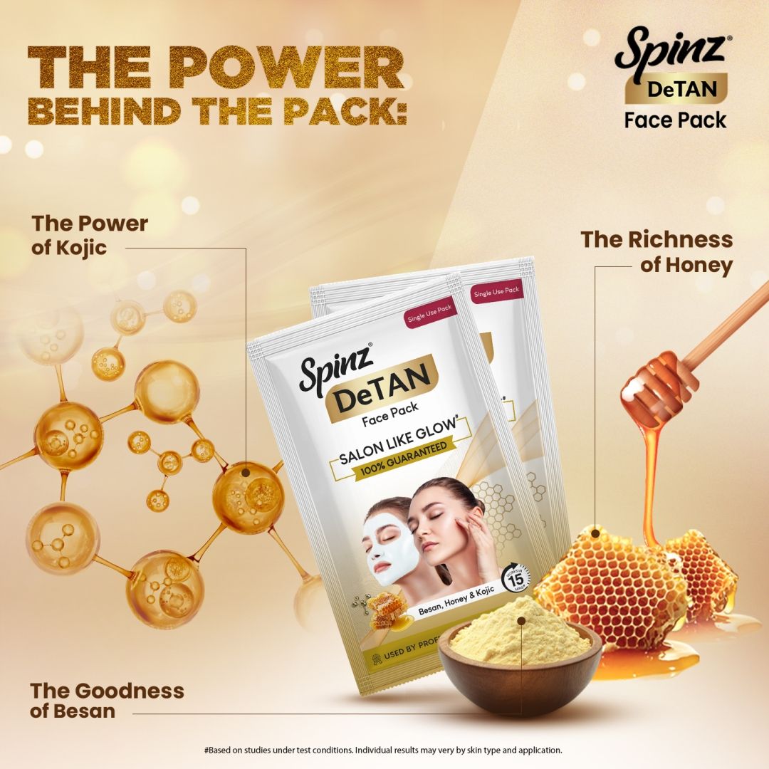 DeTan Face Pack Tan Removal Cream with Kojic, Besan & Honey - 12g x 6