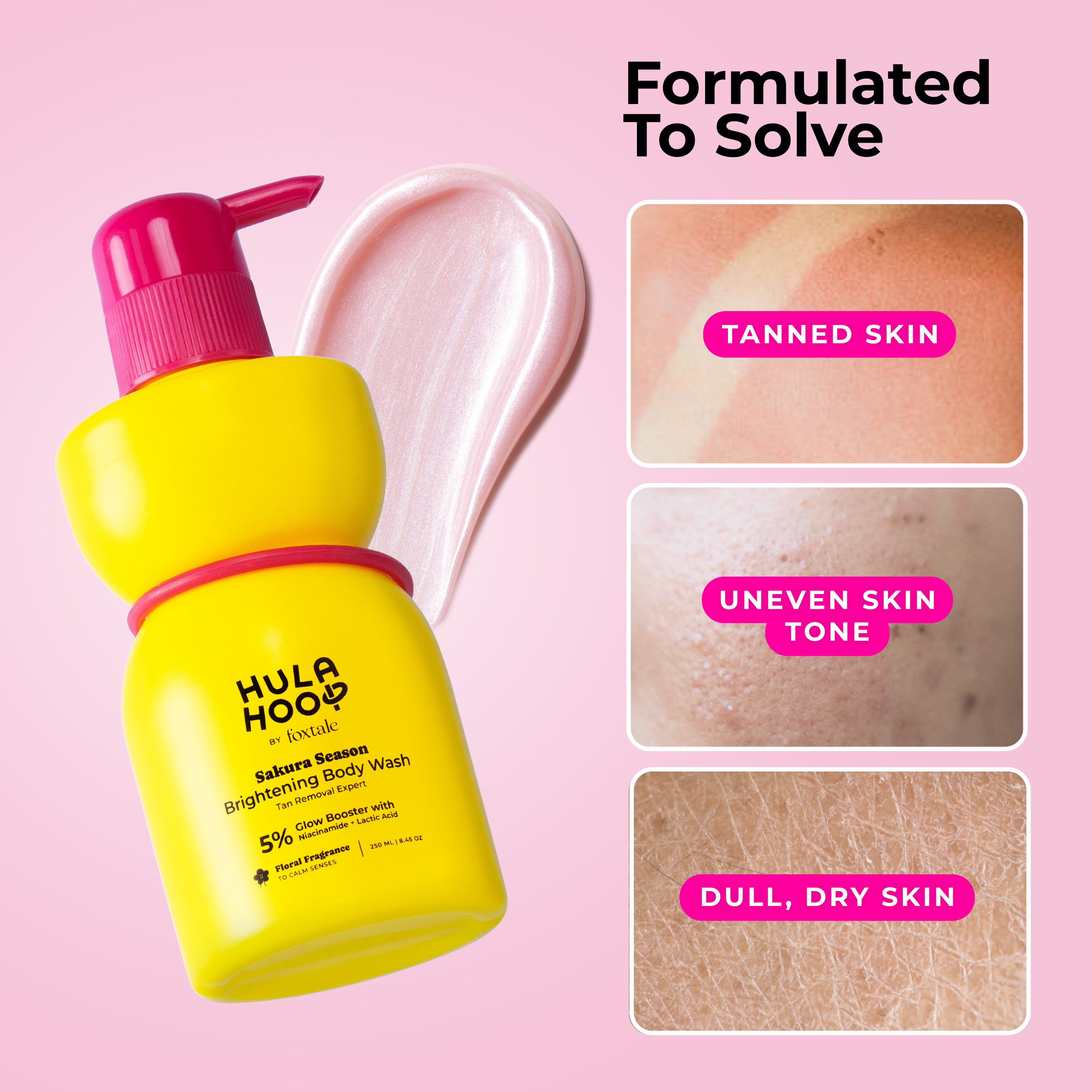 Hula Hoop Brightening Body Wash by Foxtale , Exfoliates & Reduces Tan