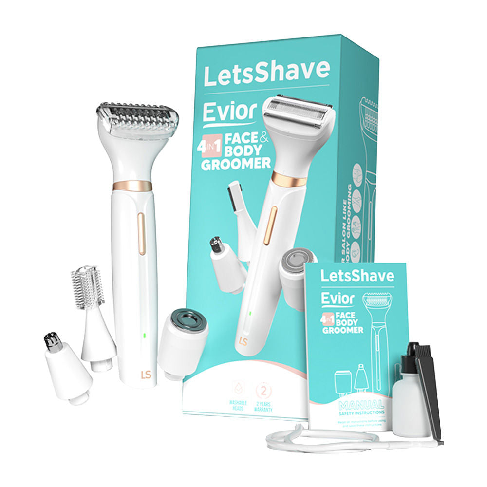 Evior 4-In-1 Face & Body Trimmer For Women, Facial Hair Remover, Eyebrow & Body Groomer