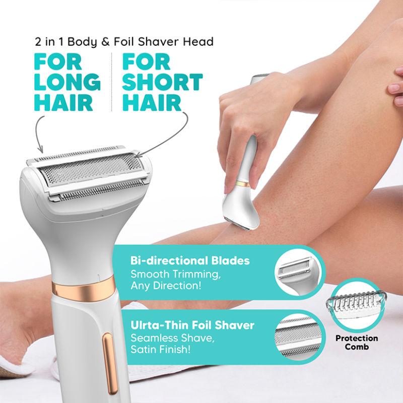Evior 4-In-1 Face & Body Trimmer For Women, Facial Hair Remover, Eyebrow & Body Groomer