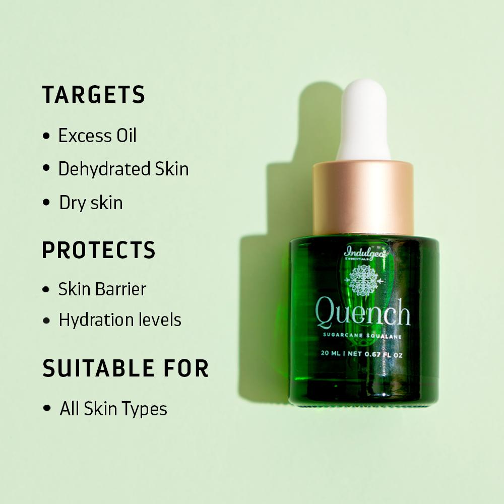 100% Sugarcane Quench Squalane - Lightweight Non Sticky Moisturizing Oil