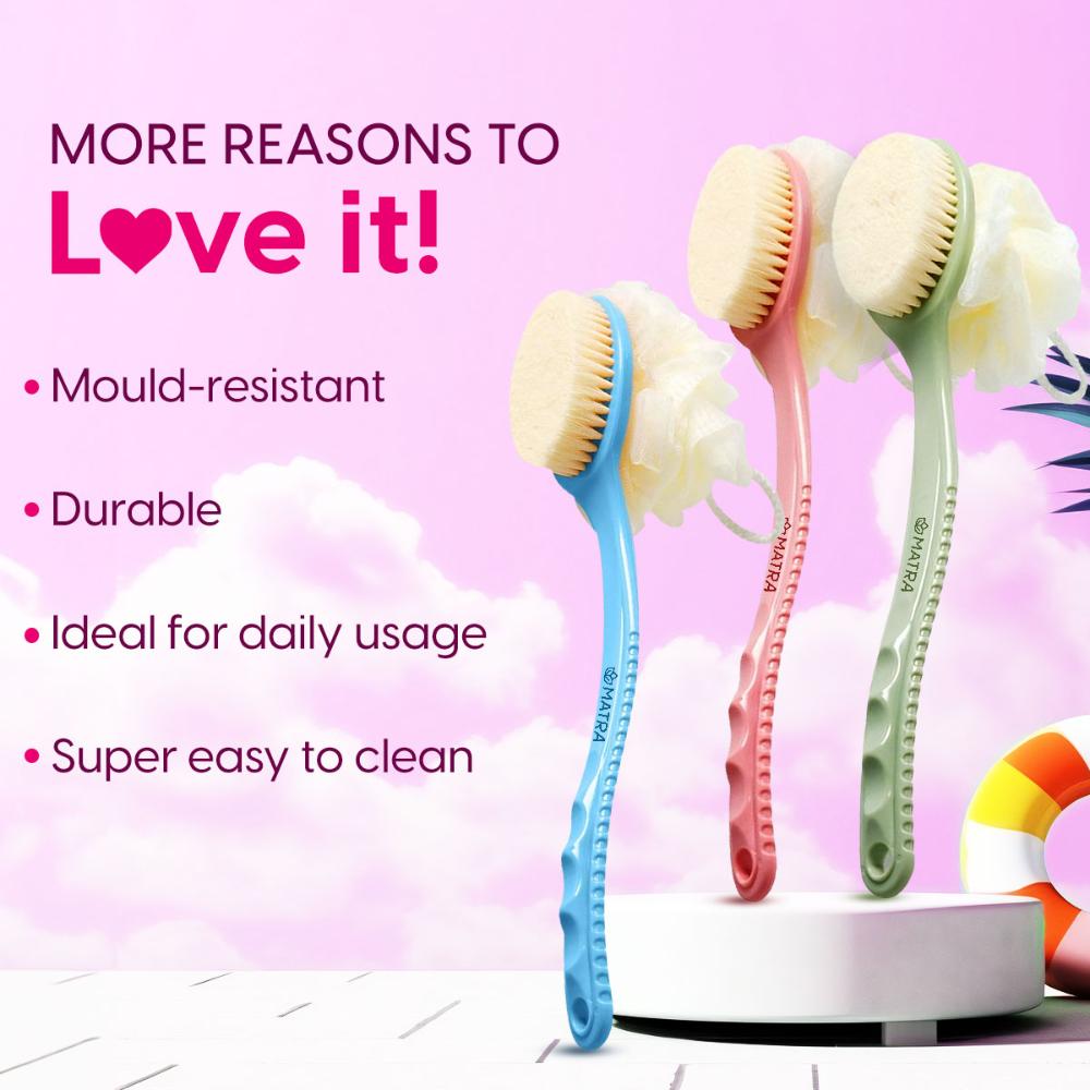 Back Bath Brush 2-in-1 Back Scrubber Loofah for Deep Cleansing & Exfoliation with Long Handle