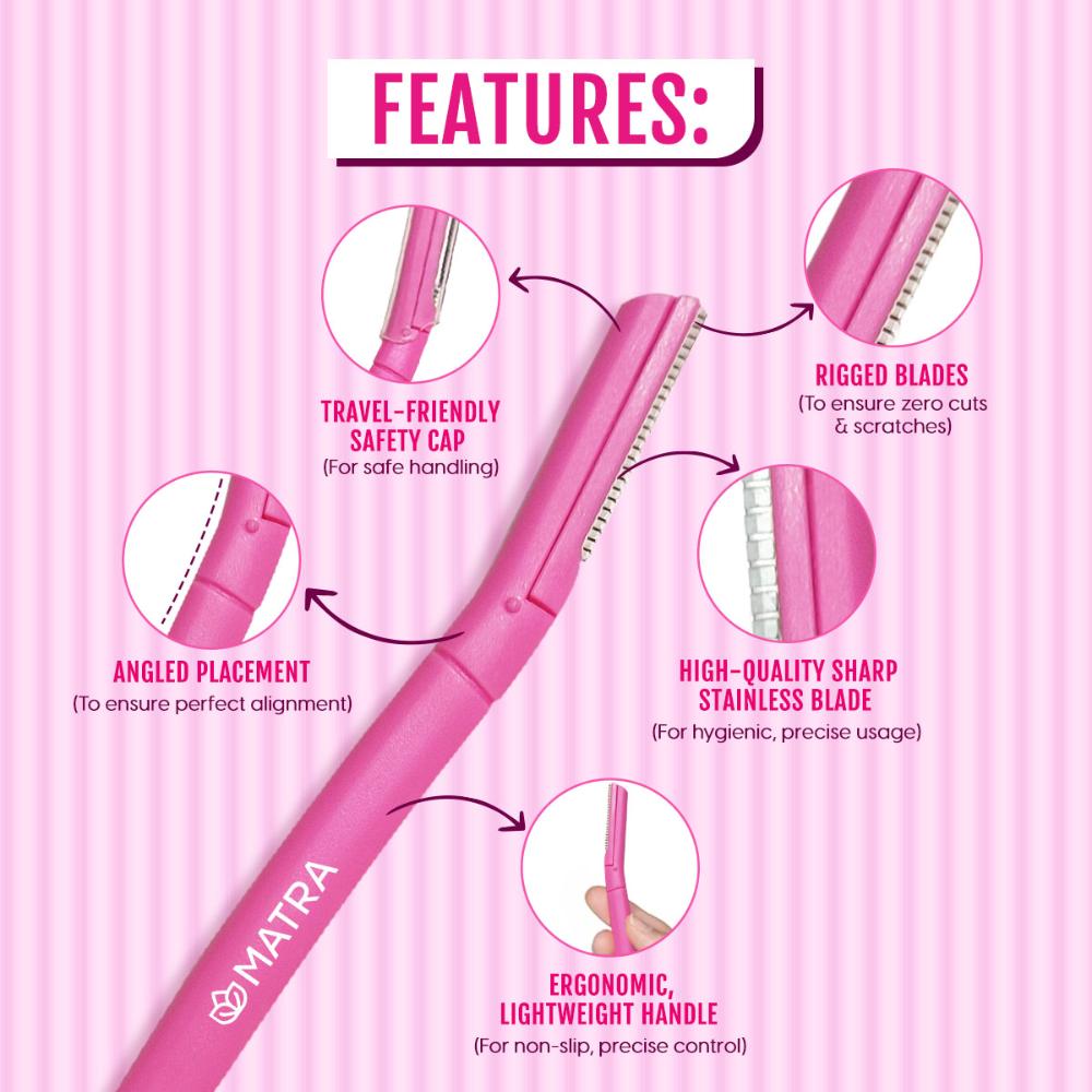 Face & Eyebrow Razor for Facial Hair Removal - Reusable & Painless Hair Remover for Women
