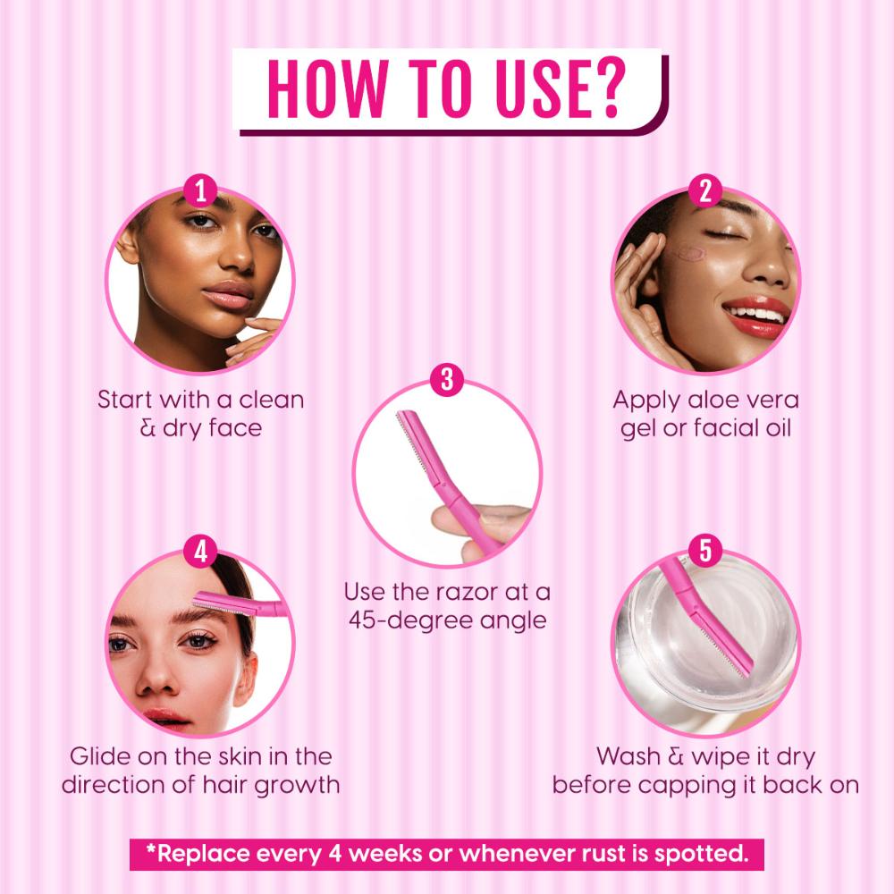 Face & Eyebrow Razor for Facial Hair Removal - Reusable & Painless Hair Remover for Women