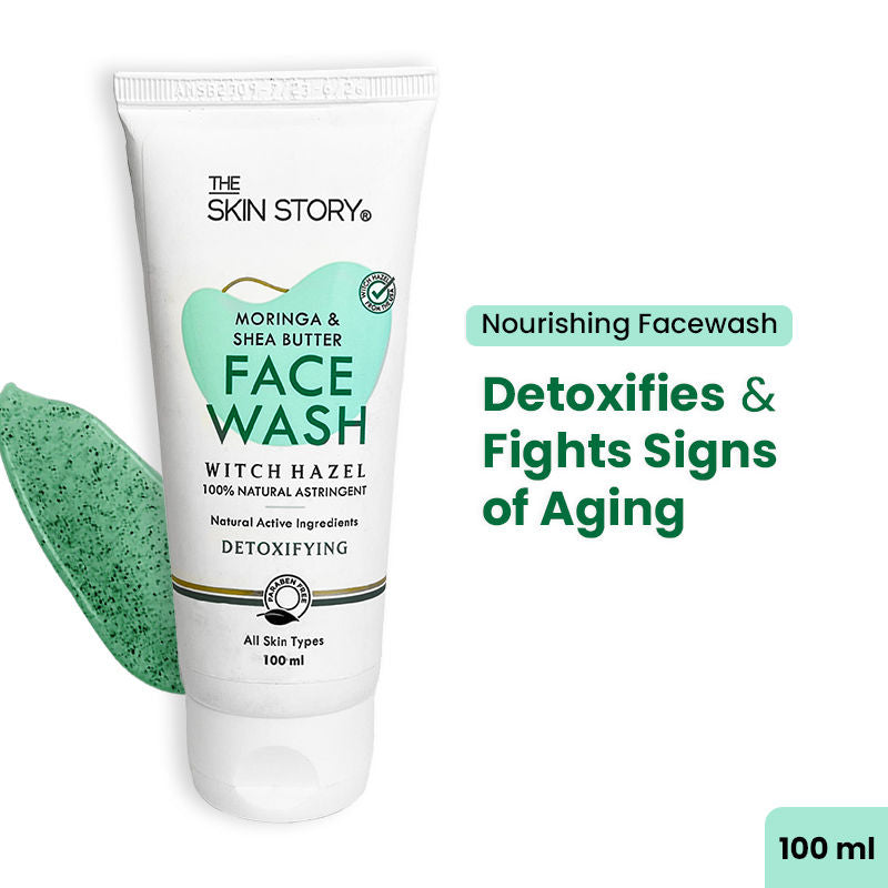 Moringa Shea Butter Face Wash - Reduces Acne Breakouts, Minimizes Pores, Oil Control