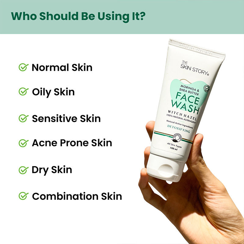 Moringa Shea Butter Face Wash - Reduces Acne Breakouts, Minimizes Pores, Oil Control
