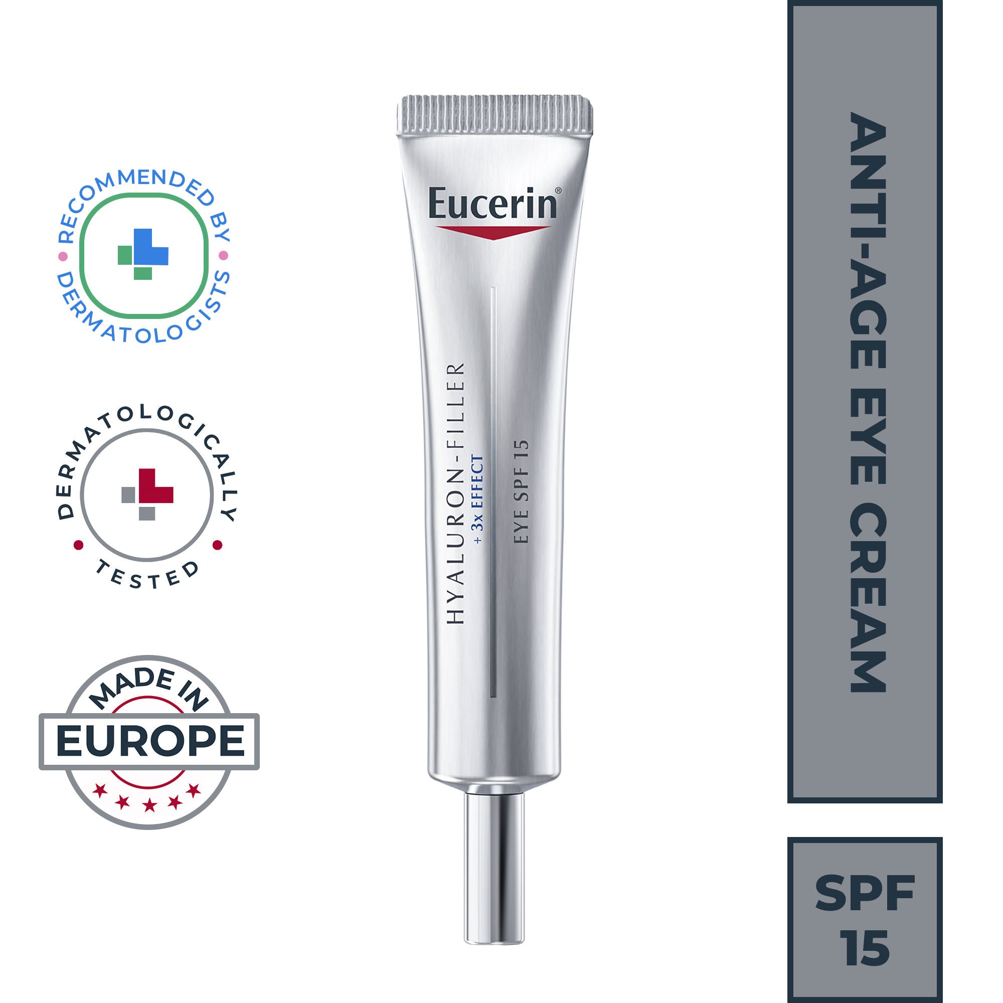 Hyaluron-Filler Eye Cream SPF 15 with Hyaluronic Acid & Glycerin, 3X Effect – Reduces Fine Lines & Puffiness