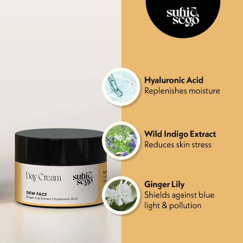 Dew Day Cream With Hyaluronic Acid, Ginger Lily & Licorice, For Dry, Normal, Oily Skin