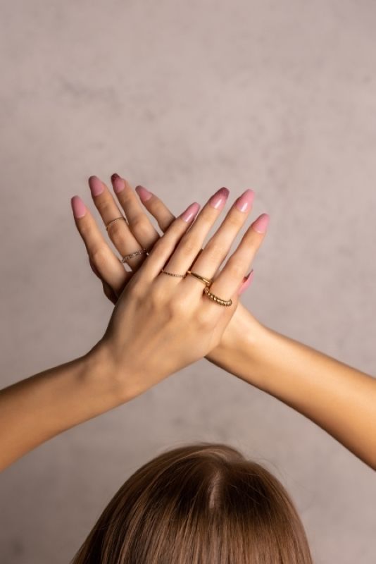 Camellia Pink Glitter Press On Nails