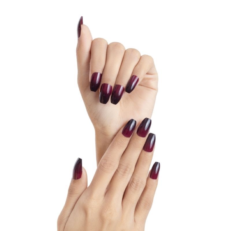 Mulberry Glossy Purple Maroon Black Ombre Press On Nails