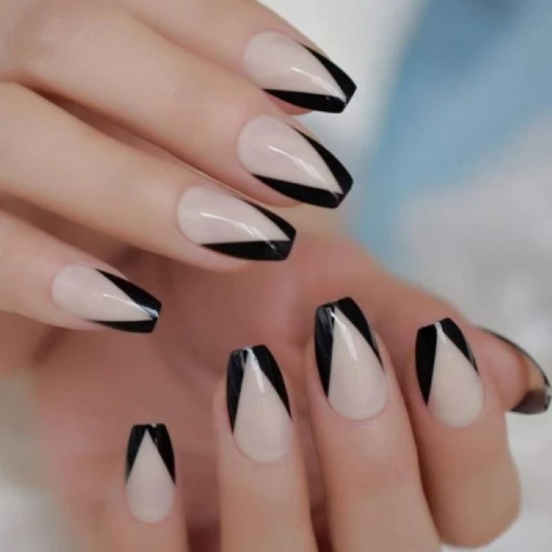 Back To Black Classic French Manicure Press On Nails