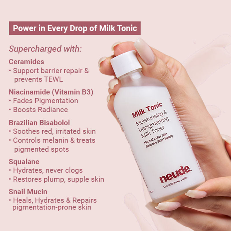 Neude Daily Hydrating & Depigmenting Milky Toner with Camel Milk, Squalane & Ceramides - Milk Tonic
