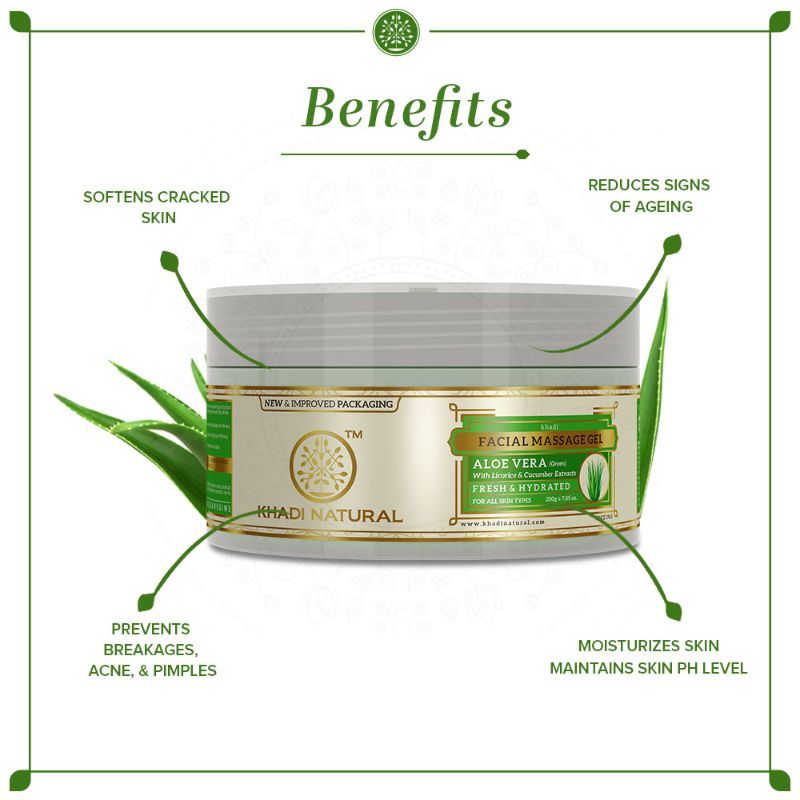 Green Aloe Vera Facial Massage Gel Reduce Tan & Stress marks
