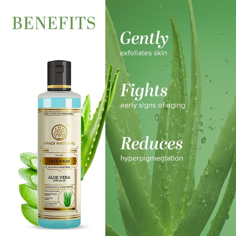 Aloe Vera Face Wash With Scrub Deep Exfoliate Skin SLS & Paraben Free