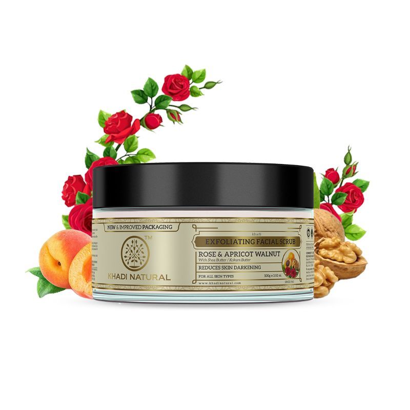 Rose & Apricot Walnut Facial Scrub Reduce Wrinkles & Blackheads
