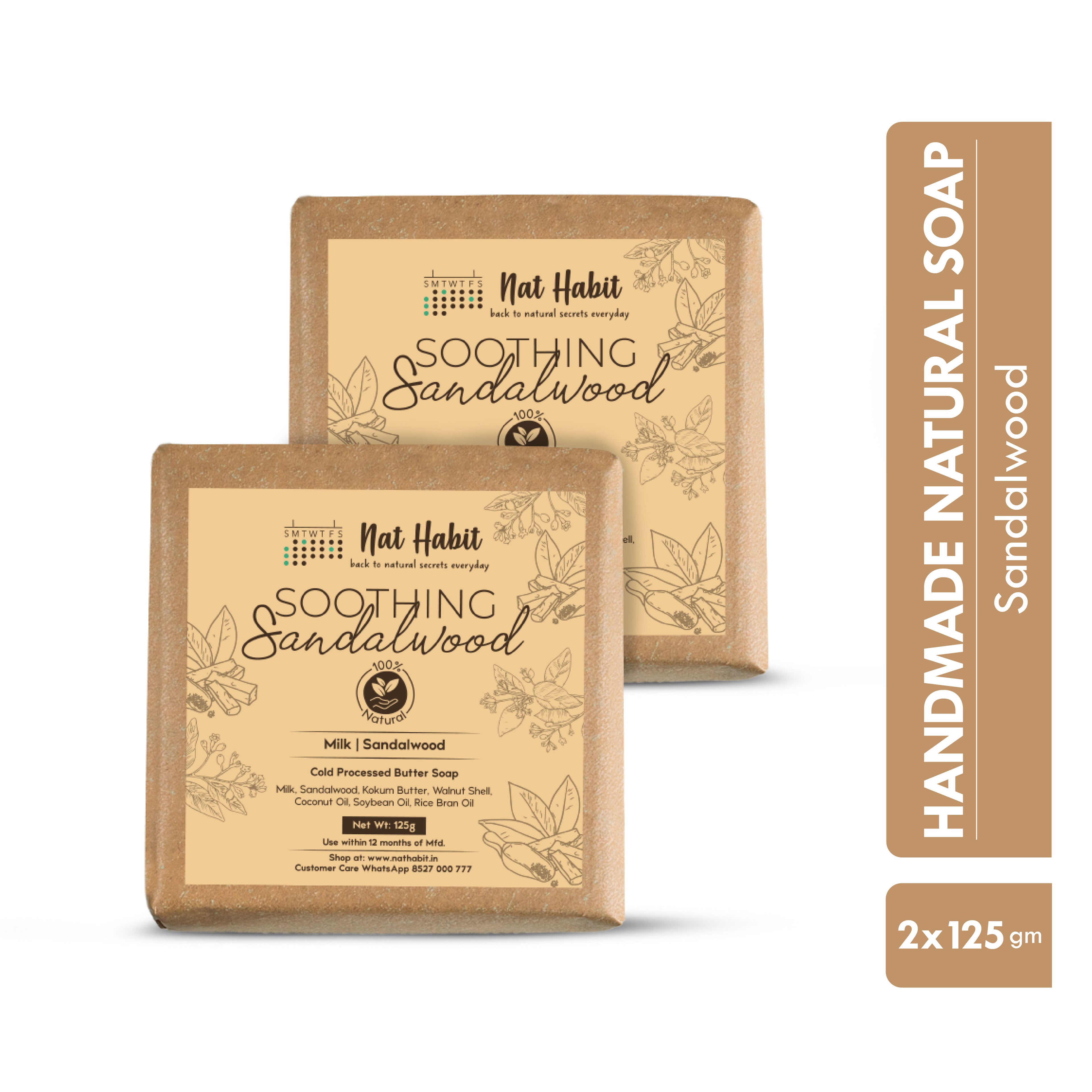 Cold Process Ayurvedic Chandan Sandalwood Handmade Butter Soap for Radiant Skin Face Glow