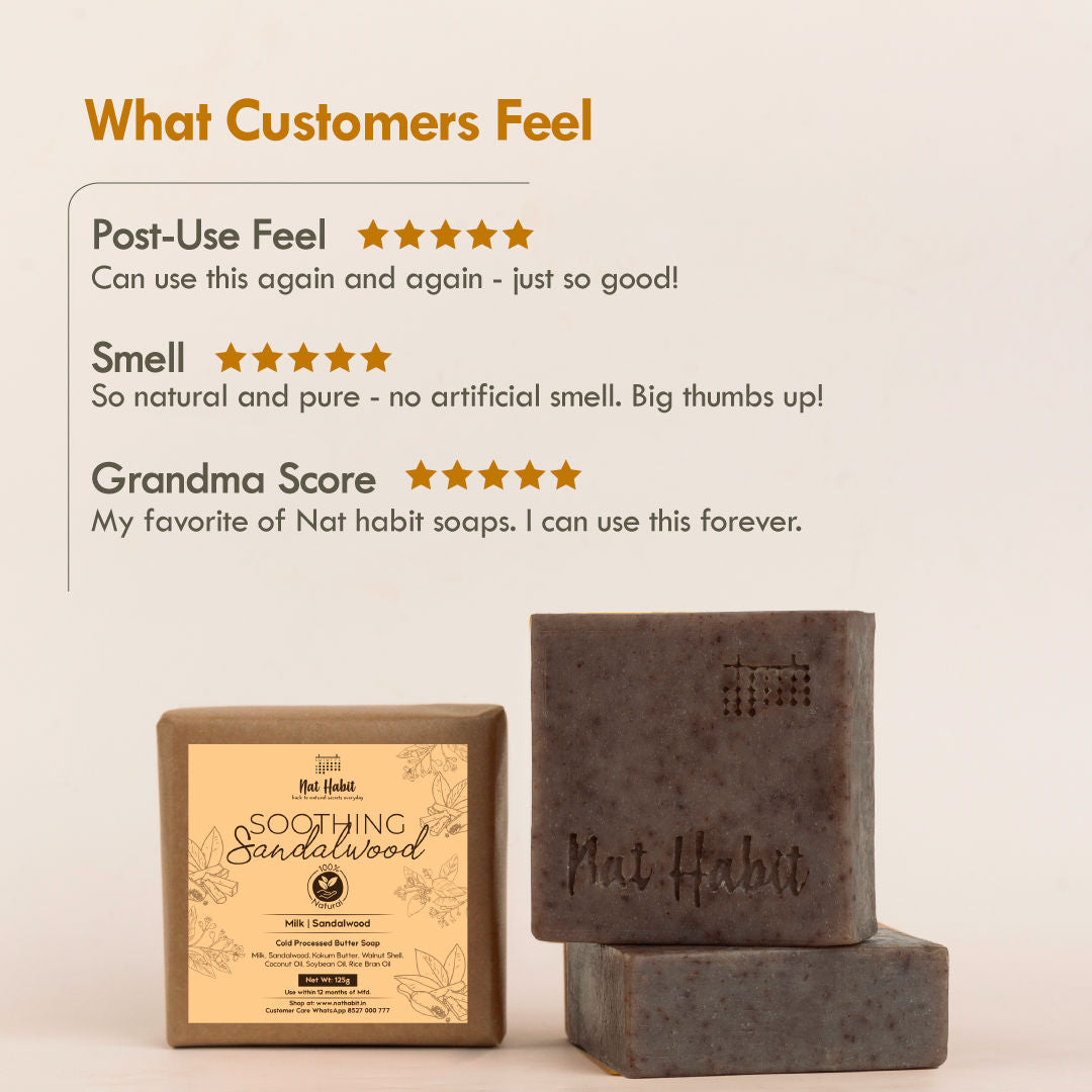 Cold Process Ayurvedic Chandan Sandalwood Handmade Butter Soap for Radiant Skin Face Glow