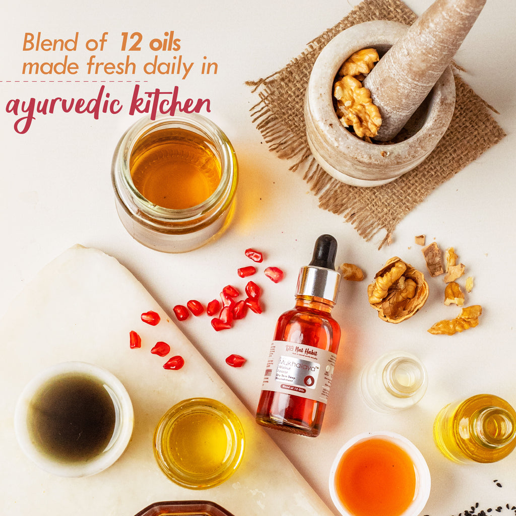 Pure Walnut Anaar Face Oil For Dry Skin, Deep Nourishment Facial Oil Mukhalaya & Wheatgerm