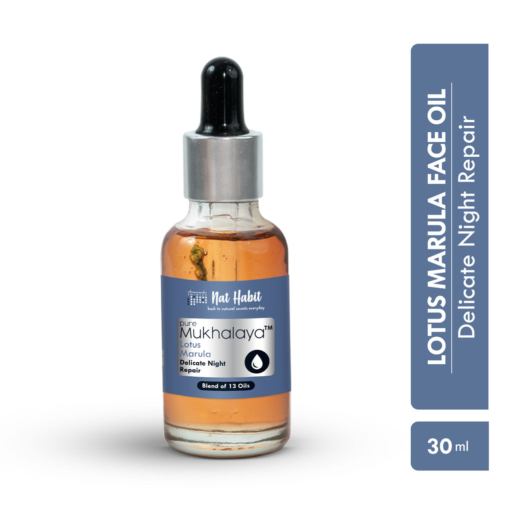 Pure Lotus Marula Face Oil For Massage, Delicate Night Repair Facial Oil Mukhalaya