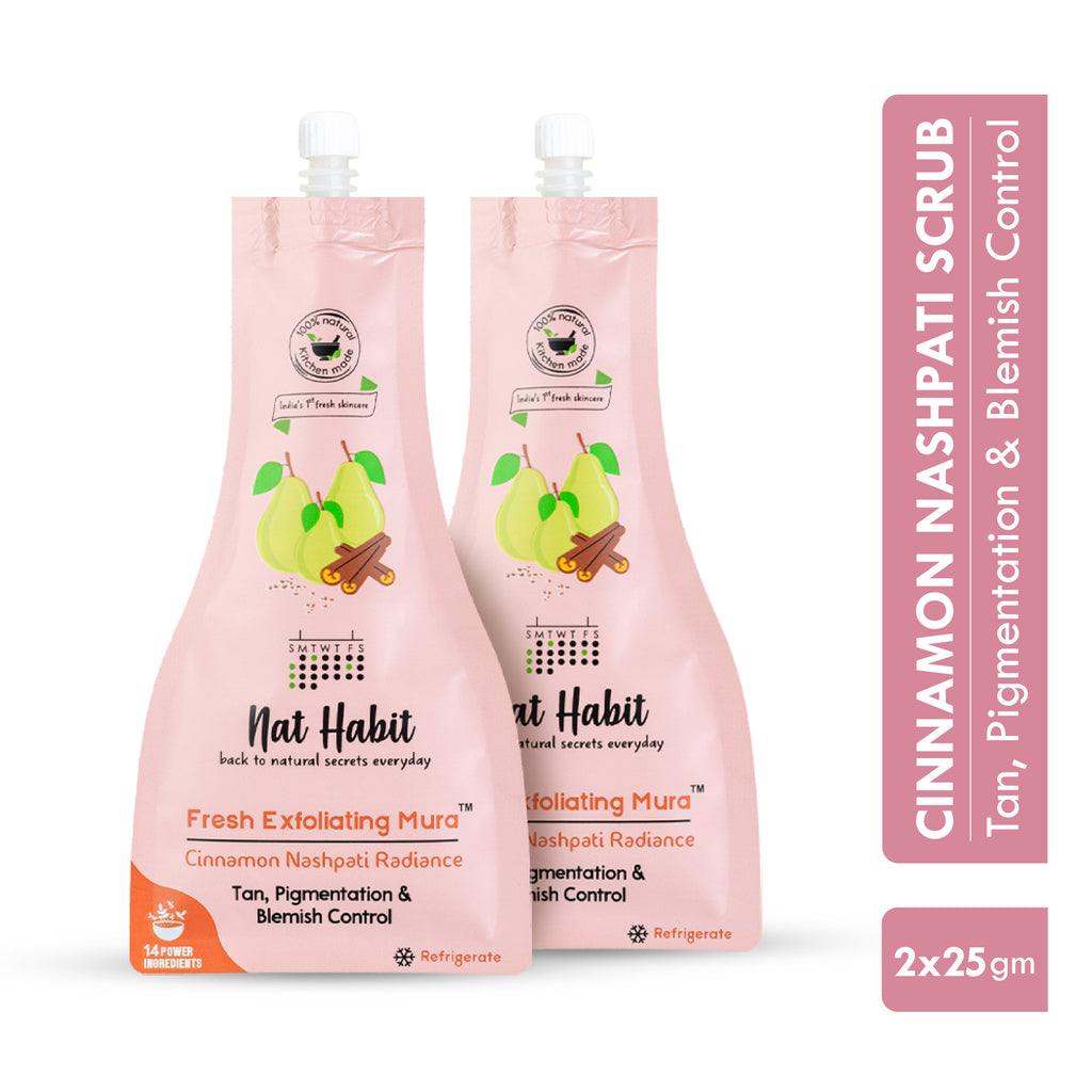 Cinnamon Nashpati Radiance Exfoliating Face Mura, Face Scrub for Tan, Pigmentation,Blemish