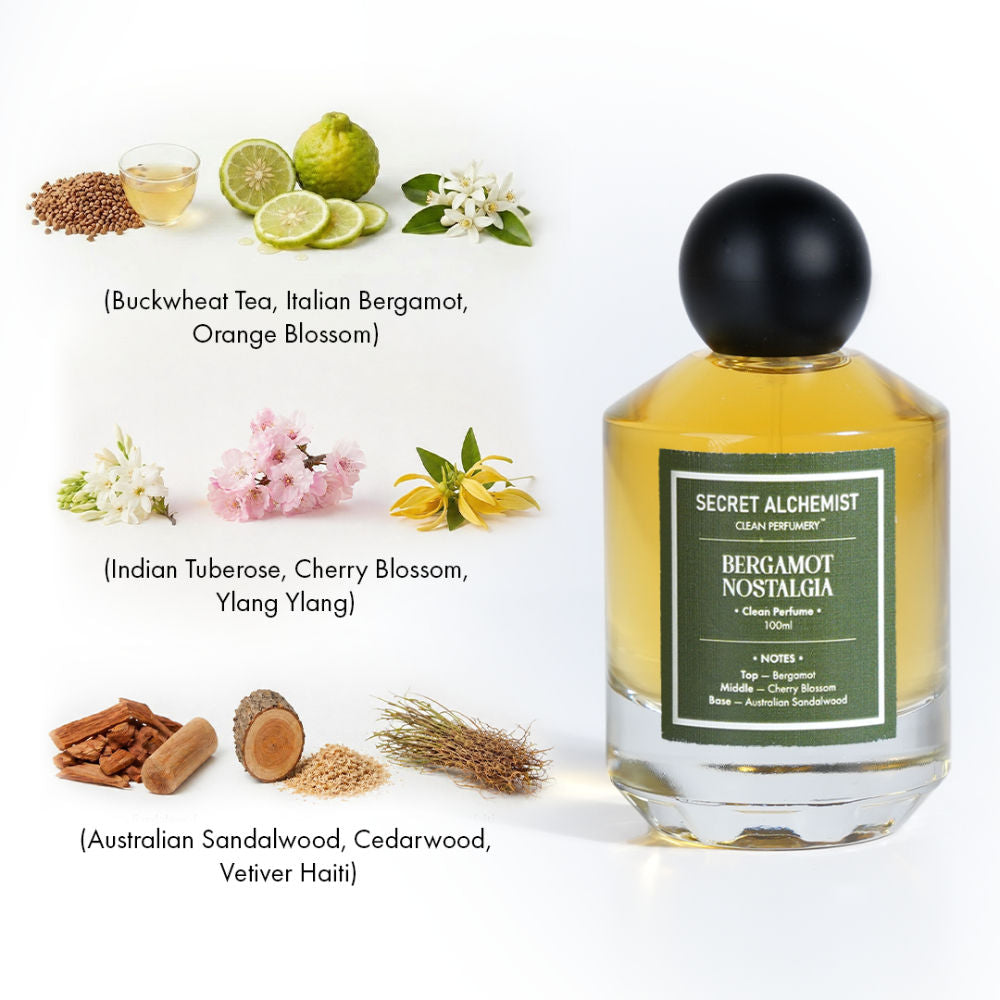 Bergamot Nostalgia Clean Perfume EDP Fresh Woody with Sandalwood for Men Women