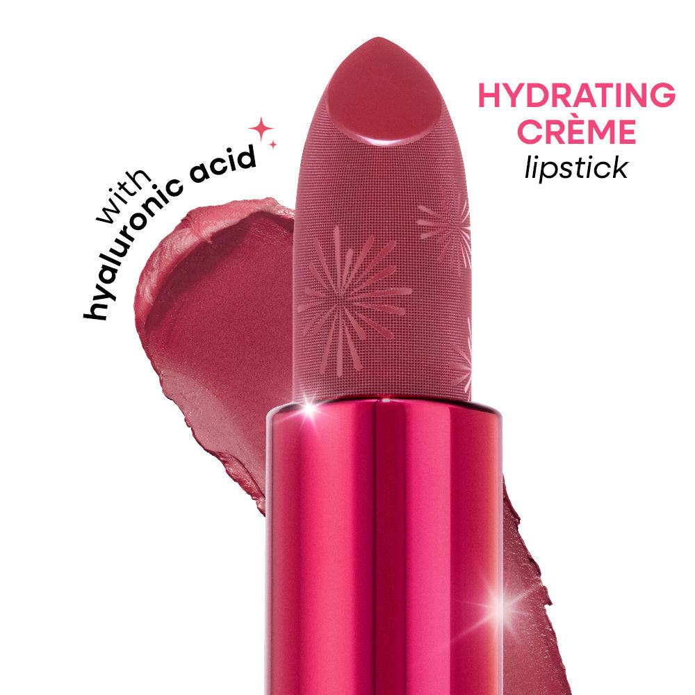 Nykaa Ultra Silk Hydrating Satin Serum Creme Glitter Lipstick with Hyaluronic Acid - Sizzlin