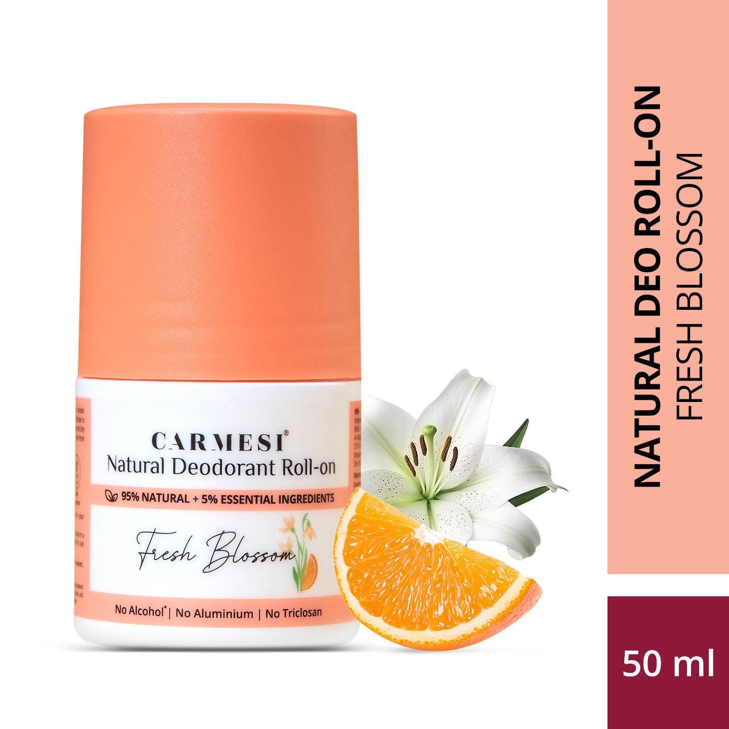 Natural Underarms Roll On Deodorant For Women - Fresh Blossom, No Alcohol Or Aluminium