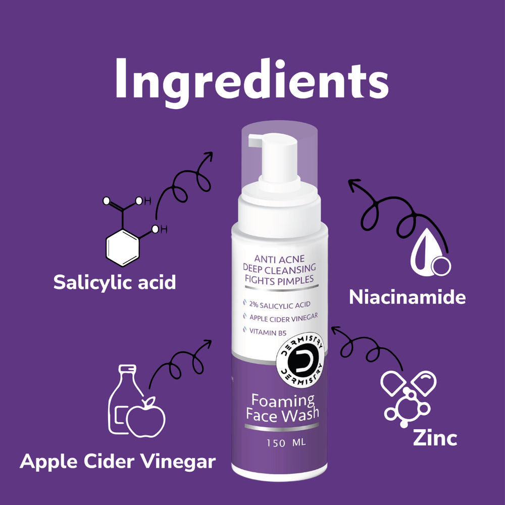 2% Salicylic Acid Niacinamide Foaming Face Wash for Oily Acne Prone Skin Open Pore Pimples