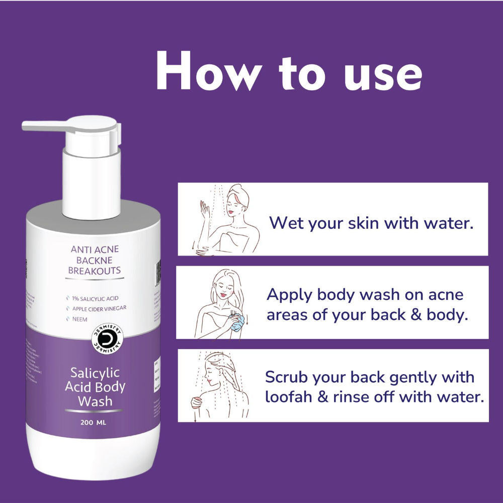 1% Salicylic Acid Niacinamide Exfoliating Body Wash for Back Acne Oily Acne Prone Skin