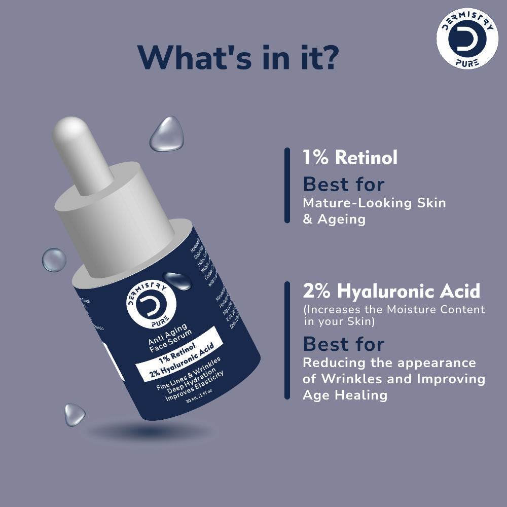 1% Retinol Hyaluronic Acid Anti Aging Day Night Face Serum For Ageing Dark Circle Wrinkles