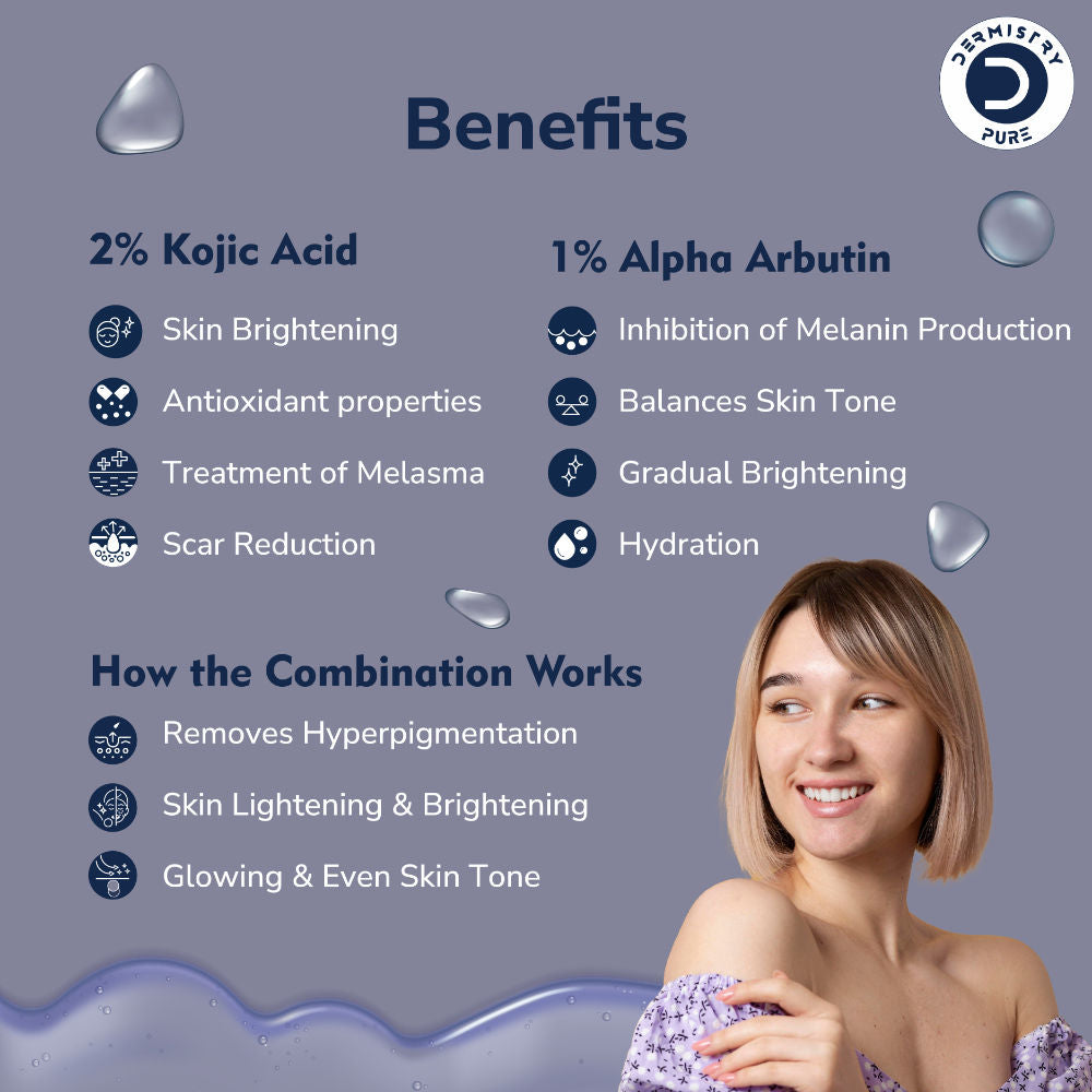 2% Kojic Acid Alpha Arbutin Face Serum Pigmentation Removal Lightening Whitening Fairness