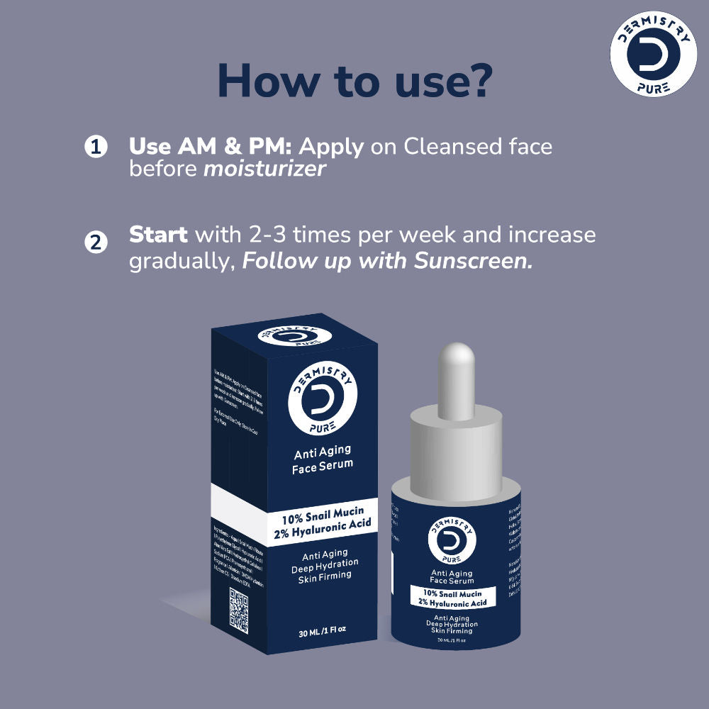 Snail Mucin 96 Peptide Anti Ageing Day Night Face Serum For Skin Tightening Aging Wrinkles