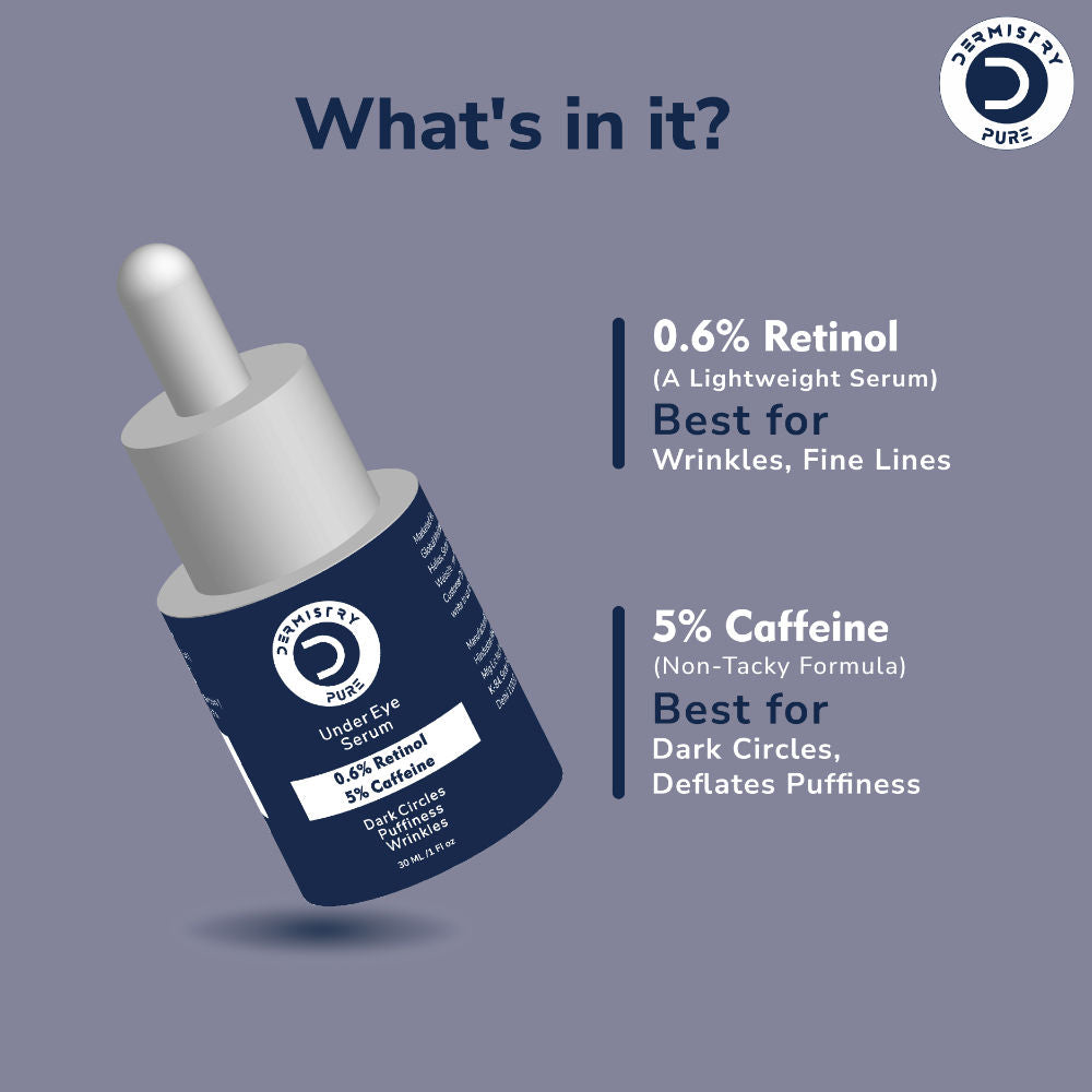 0.6% Retinol Caffeine Under Eye Cream Serum for Dark Circles Puffiness Wrinkles Puffy Eyes