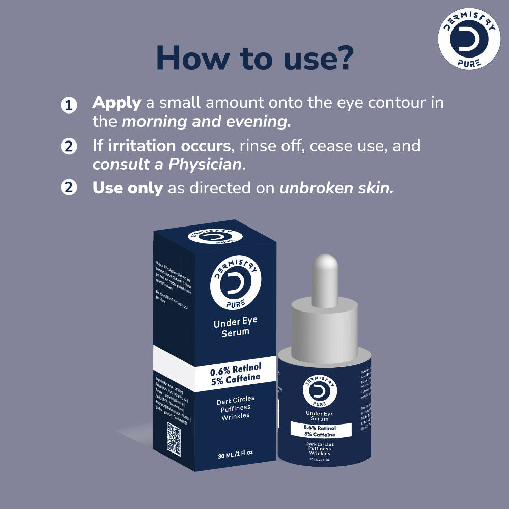 0.6% Retinol Caffeine Under Eye Cream Serum for Dark Circles Puffiness Wrinkles Puffy Eyes