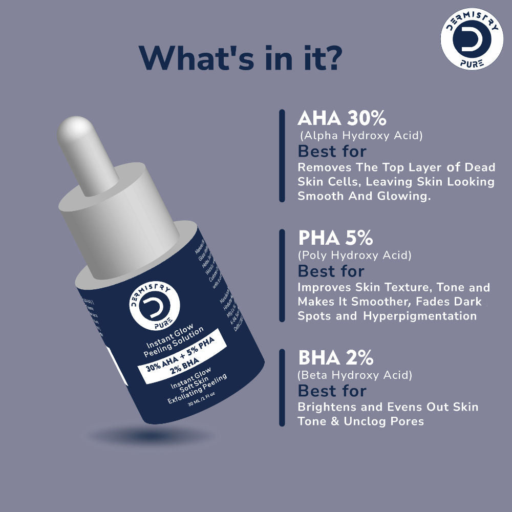 30% AHA 5% PHA 2% BHA Peeling Solution Face Serum Glowing Skin Exfoliating Chemical Peel