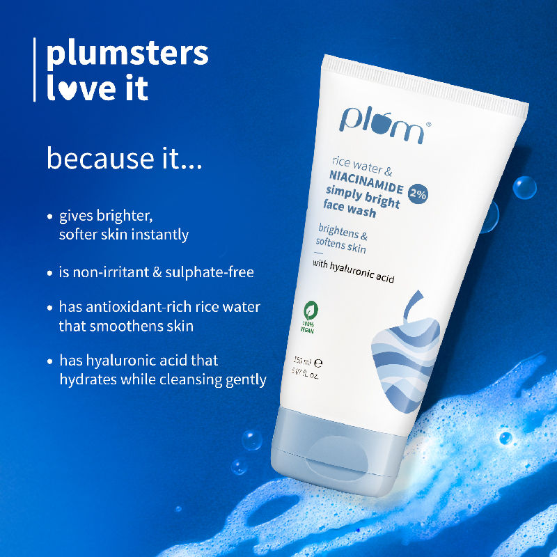 2% Niacinamide Face Wash With Rice Water For Oily Skin, Brightens & Hydrates