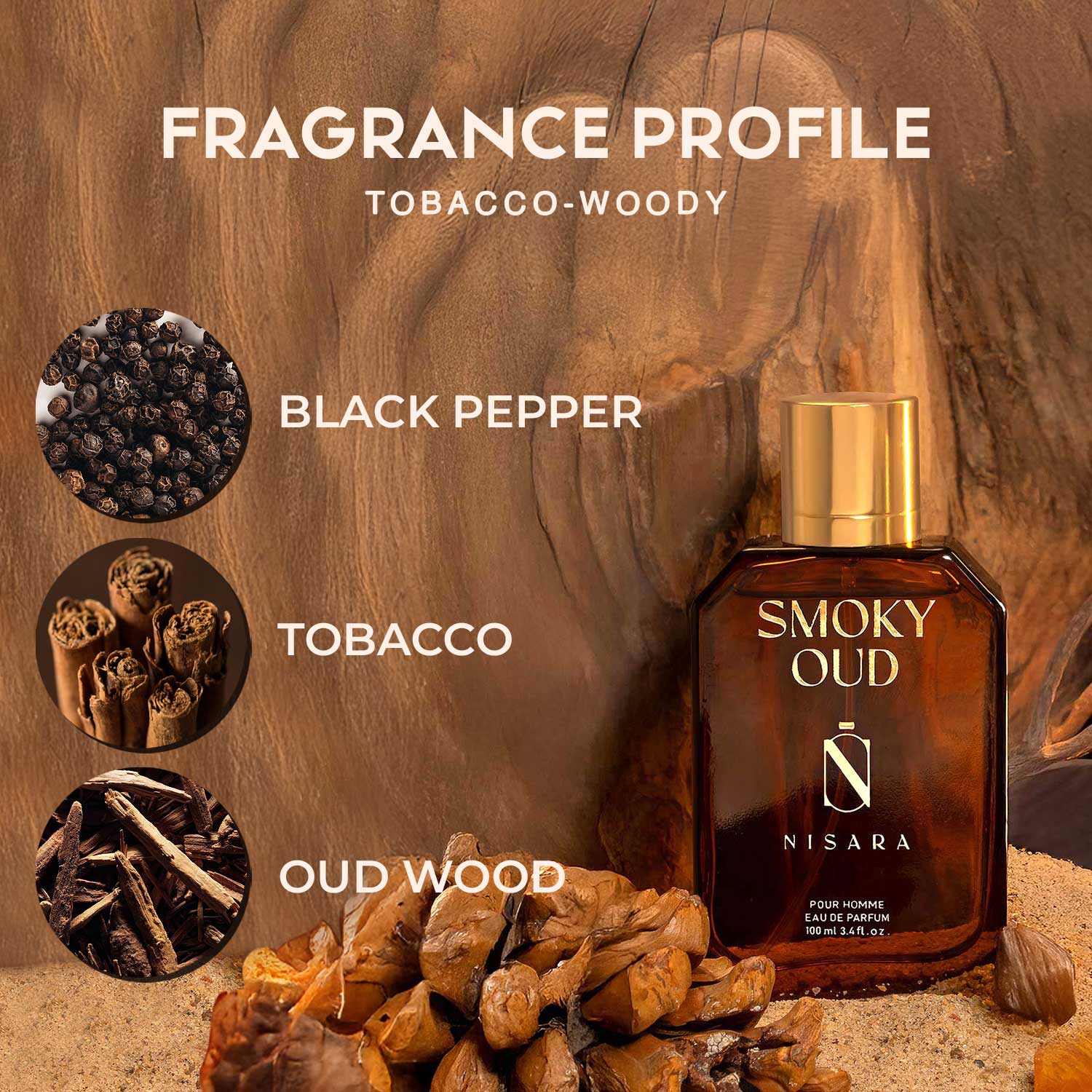 Smoky Oud - Perfume For Men,Eau De Parfum,Long Lasting Tobacco-Woody Fragrance