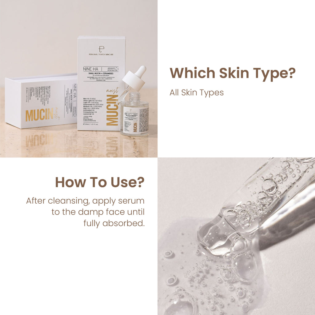 Personal Touch Snail Mucin Serum with Hyaluronic Acid & Ceramides,Brightening & Skin Glow
