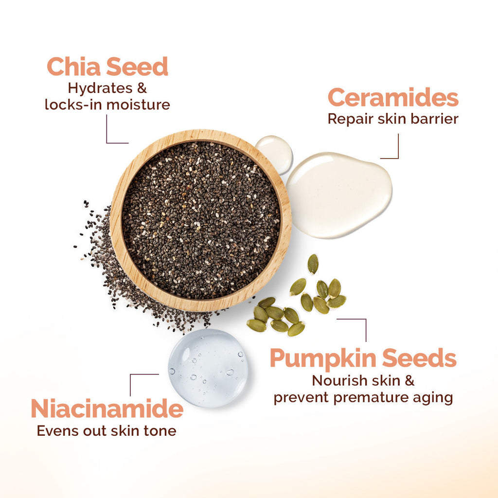 Chia Hydra Calm Face Pack Niacinamide & Ceramides for Hydration, Glow & Skin Brightening