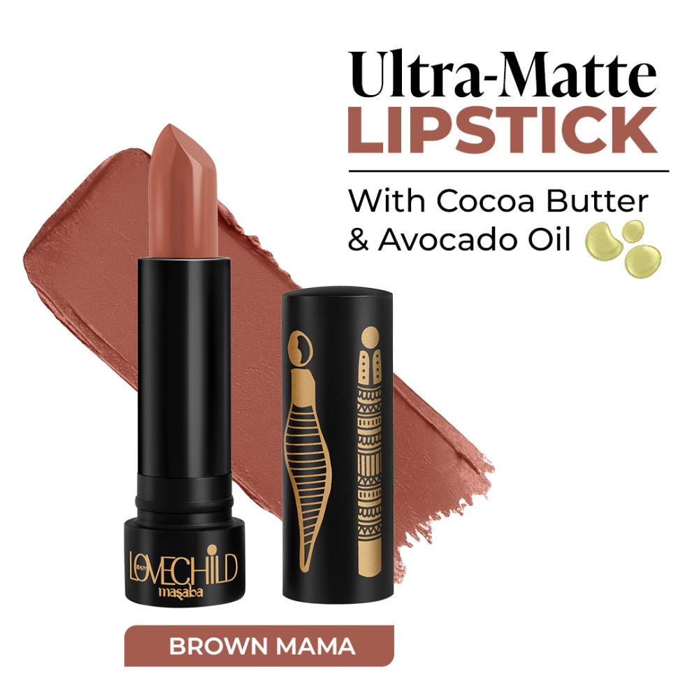 Bare Browns Ultra Matte Transfer-proof Lipstick, Enriched with Avocado Oil & Vitamin E - Brown Mama