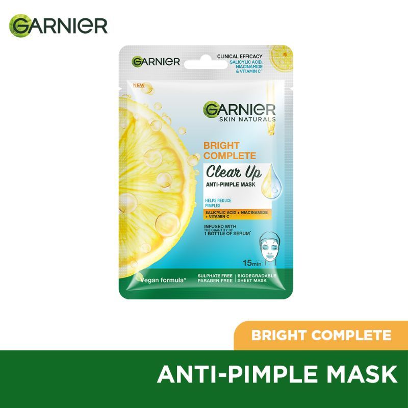 Bright Complete Anti Pimple Sheet Mask With Salicylic Acid, Niacinamide & Vitamin C Serum