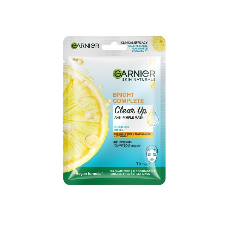 Bright Complete Anti Pimple Sheet Mask With Salicylic Acid, Niacinamide & Vitamin C Serum
