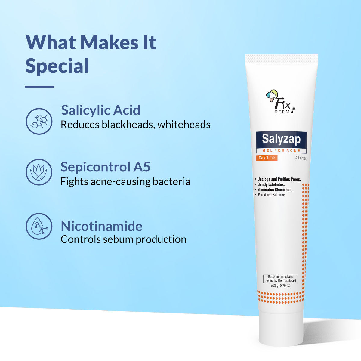 Salicylic Acid Salyzap Day Time Gel For Acne Scars, Pimples & Redness